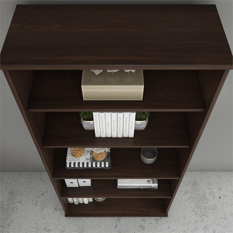 Hybrid Tall 5 Shelf Bookcase in Black Walnut - Engineered Wood