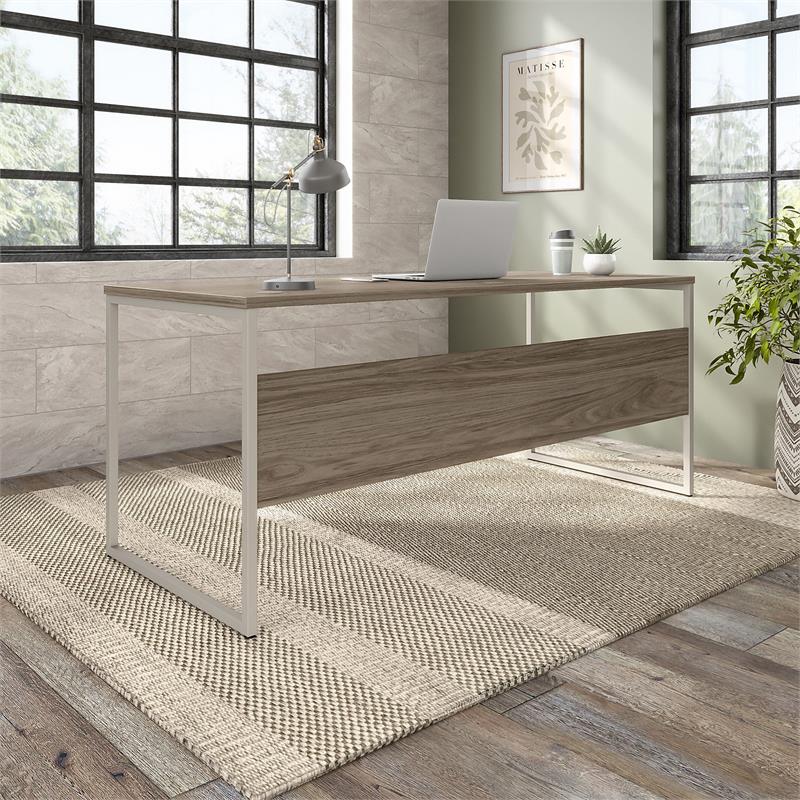Hybrid 72W x 30D Computer Table Desk in Modern Hickory - Engineered Wood