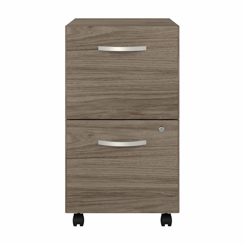 Hybrid 2 Drawer Mobile File Cabinet in Modern Hickory - Engineered Wood