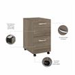 Hybrid 2 Drawer Mobile File Cabinet in Modern Hickory - Engineered Wood