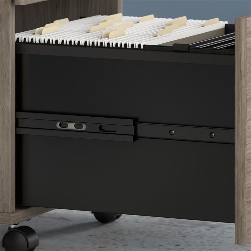 Hybrid 2 Drawer Mobile File Cabinet in Modern Hickory - Engineered Wood