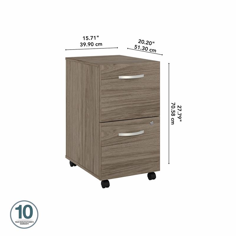 Hybrid 2 Drawer Mobile File Cabinet in Modern Hickory - Engineered Wood