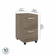 Hybrid 2 Drawer Mobile File Cabinet in Modern Hickory - Engineered Wood