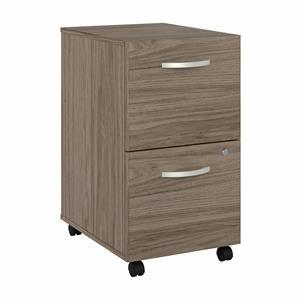 hybrid 2 drawer mobile file cabinet in modern hickory - engineered wood