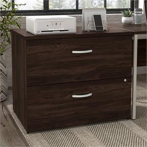 hybrid 2 drawer lateral file cabinet in black walnut - engineered wood