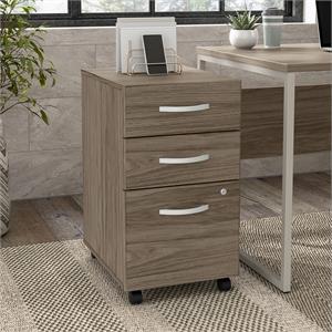 hybrid 3 drawer mobile file cabinet in modern hickory - engineered wood