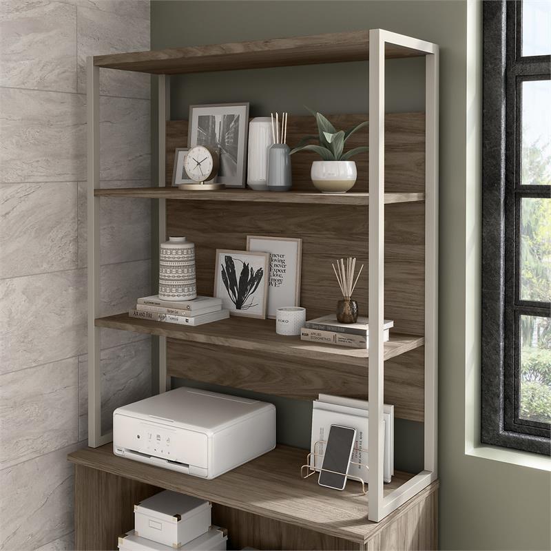 Hybrid 36W Bookcase Hutch In Modern Hickory Engineered Wood   2393865 1 L 