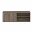 Hybrid Low Storage Cabinet with Doors in Modern Hickory - Engineered Wood