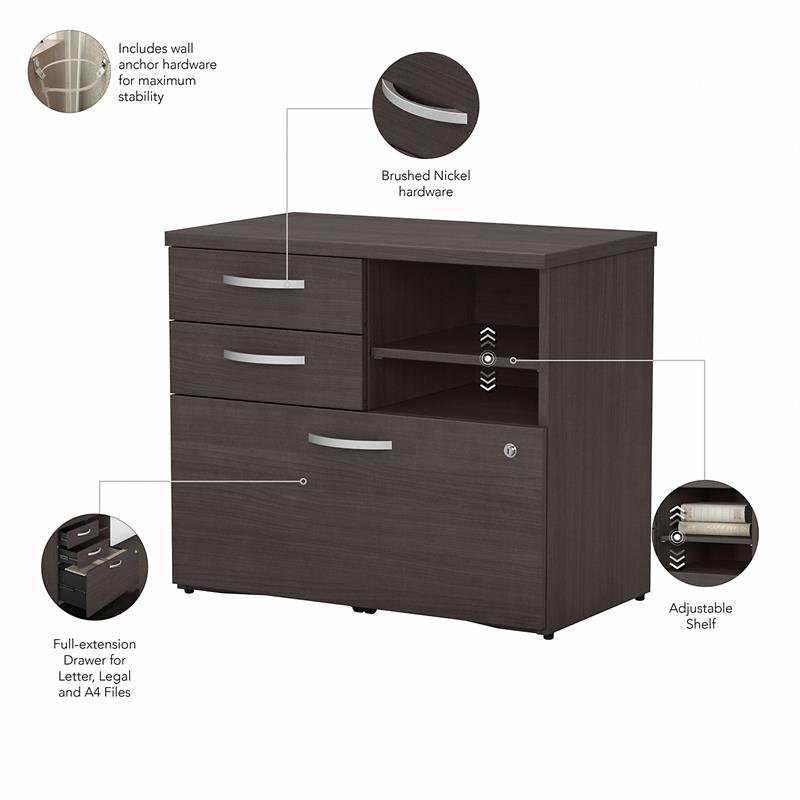 Studio C Office Storage Cabinet with Drawers in Storm Gray - Engineered Wood