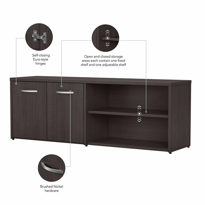 Studio C Low Storage Cabinet with Doors in Storm Gray - Engineered Wood