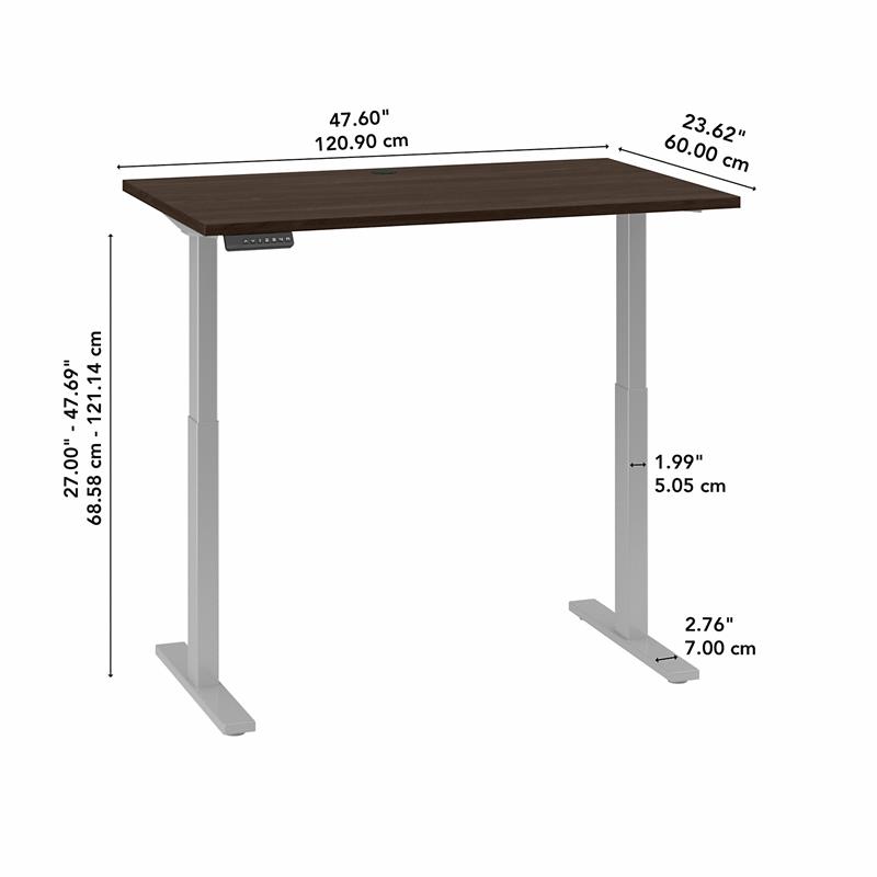 Move 60 Series 48W x 24D Adjustable Desk in Black Walnut - Engineered Wood