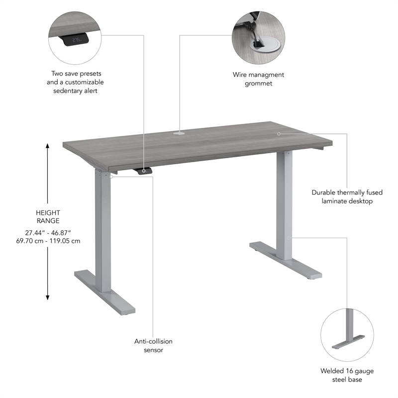 Move 60 Series 48W Adjustable Standing Desk in Platinum Gray - Engineered Wood