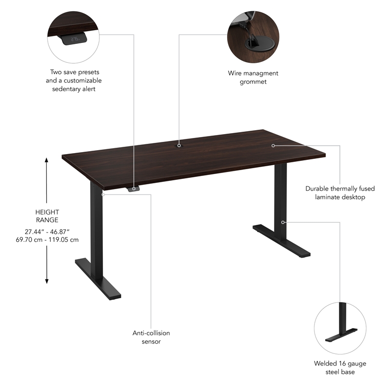 Move 60 Series 60W Adjustable Standing Desk in Black Walnut - Engineered Wood