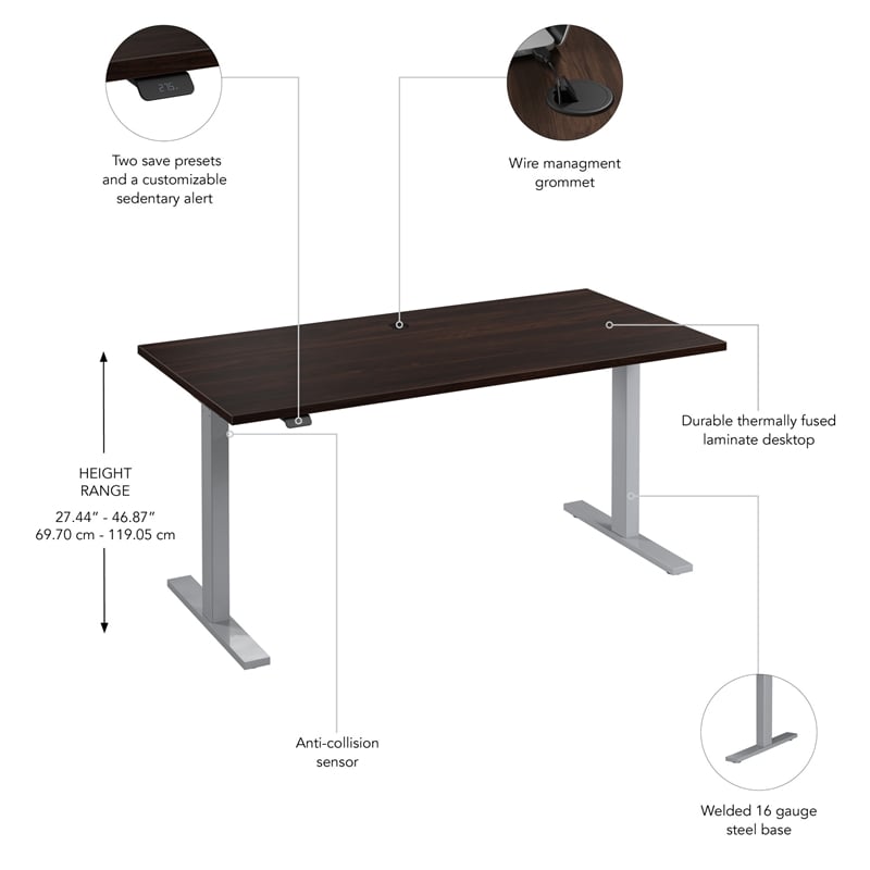 Move 60 Series 60W Adjustable Standing Desk in Black Walnut - Engineered Wood