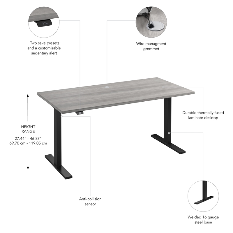 Move 60 Series 60W Adjustable Standing Desk in Platinum Gray - Engineered Wood
