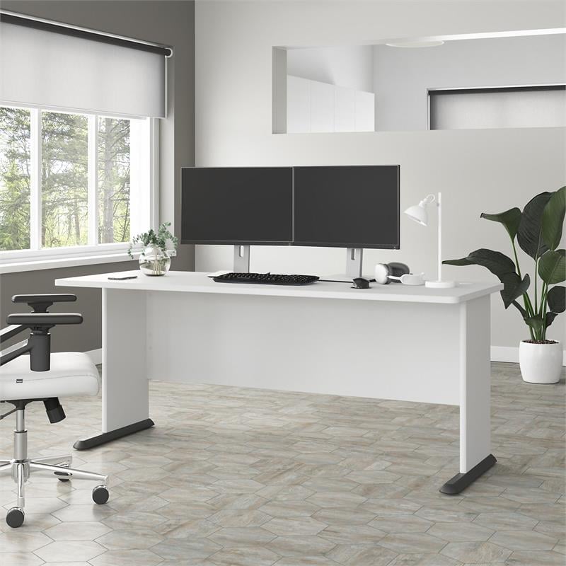 Studio A 72W Computer Desk in White - Engineered Wood