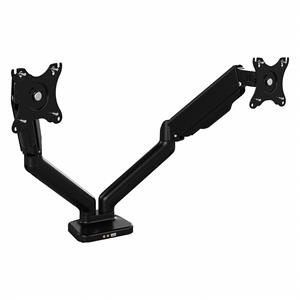 bush business furniture adjustable dual monitor arm with usb in black - steel