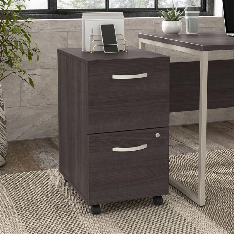 Hybrid 2 Drawer Mobile File Cabinet in Storm Gray - Engineered Wood