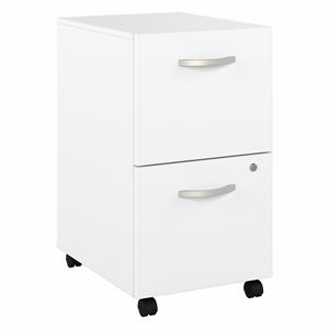hybrid 2 drawer mobile file cabinet in white - engineered wood