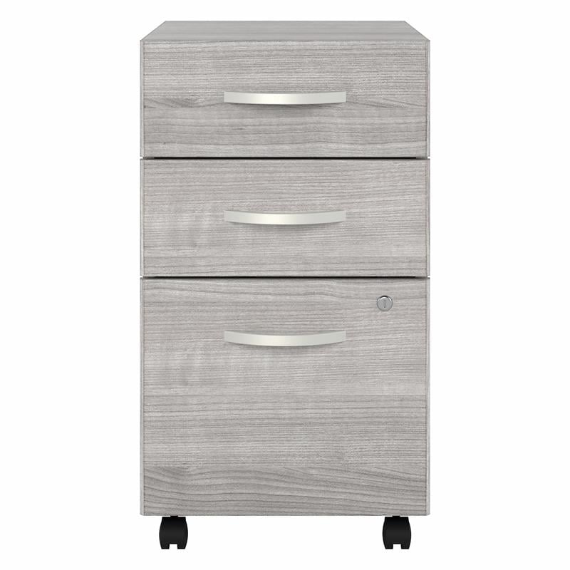 Hybrid 3 Drawer Mobile File Cabinet in Platinum Gray - Engineered Wood