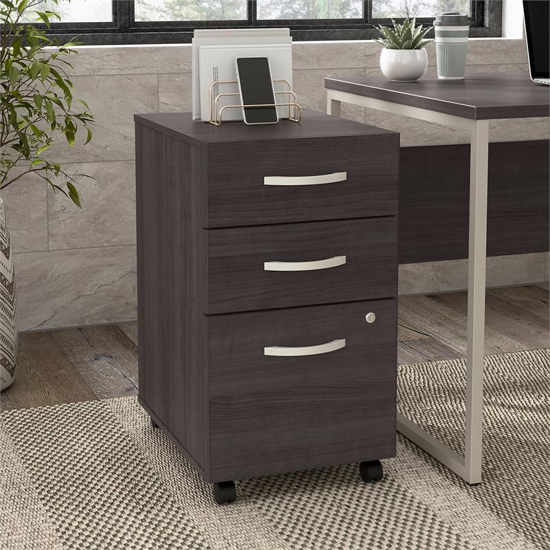 Hybrid 3 Drawer Mobile File Cabinet in Storm Gray - Engineered Wood