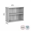Hybrid Small 2 Shelf Bookcase in Platinum Gray - Engineered Wood