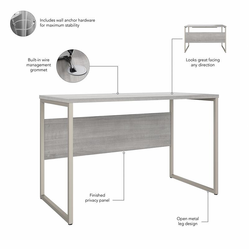 Hybrid 48W x 24D Computer Table Desk in Platinum Gray - Engineered Wood