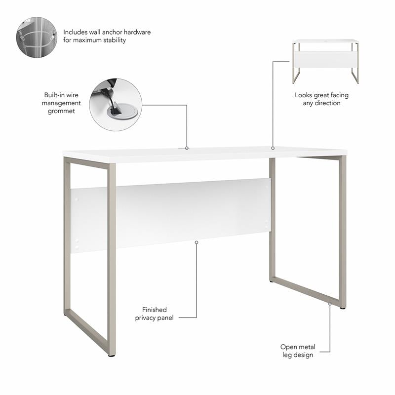 Hybrid 48W x 24D Computer Table Desk in White - Engineered Wood