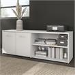 Hybrid Low Storage Cabinet with Doors in White - Engineered Wood