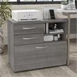 Hybrid Office Storage Cabinet with Drawers in Platinum Gray - Engineered Wood
