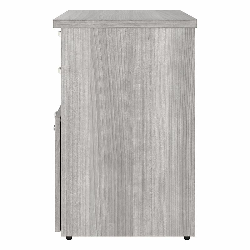 Hybrid Office Storage Cabinet with Drawers in Platinum Gray - Engineered Wood