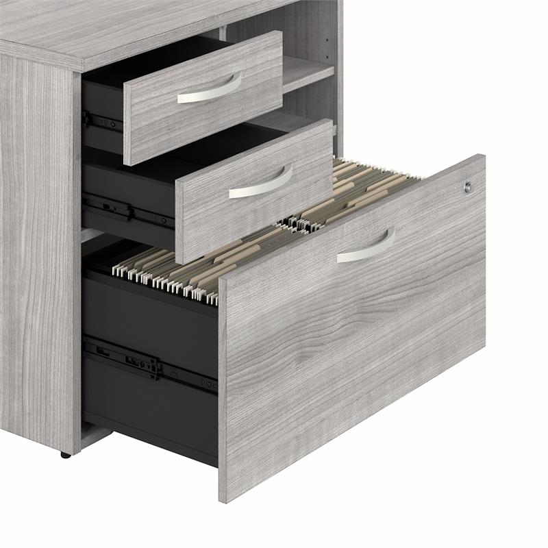 Hybrid Office Storage Cabinet with Drawers in Platinum Gray - Engineered Wood