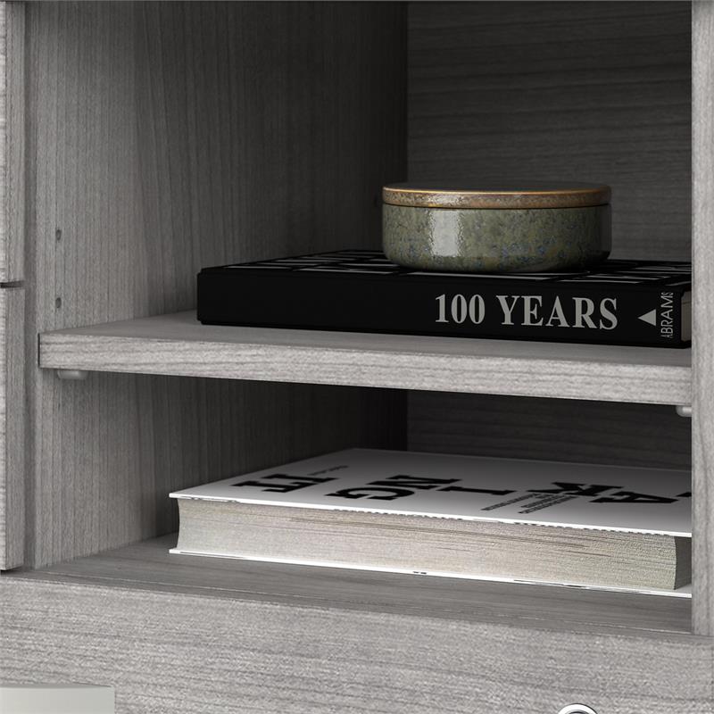 Hybrid Office Storage Cabinet with Drawers in Platinum Gray - Engineered Wood