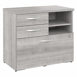 Hybrid Office Storage Cabinet with Drawers in Platinum Gray - Engineered Wood
