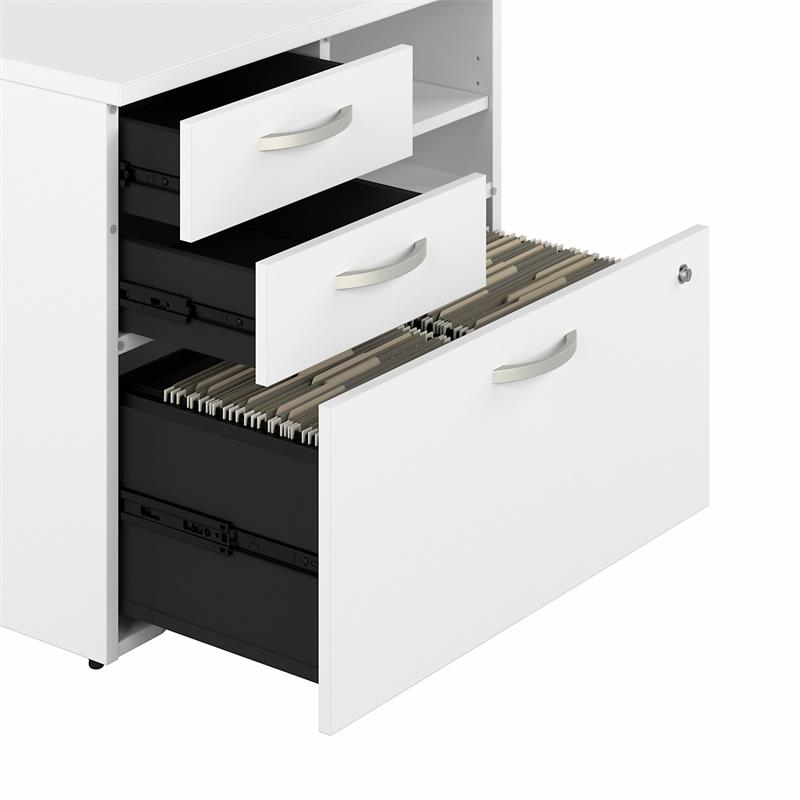 Hybrid Office Storage Cabinet with Drawers in White - Engineered Wood