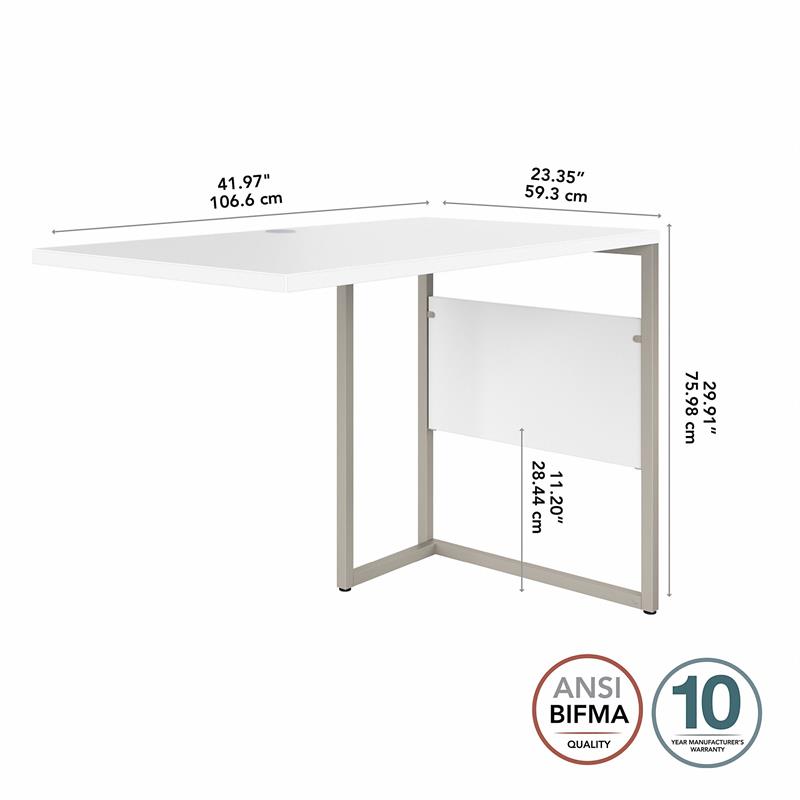 Hybrid 42W x 24D Desk Return/Bridge in White - Engineered Wood