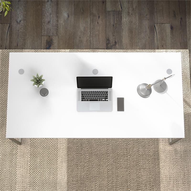 Hybrid 72W x 36D Computer Table Desk in White - Engineered Wood
