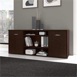 72w office storage cabinet with doors in mocha cherry - engineered wood