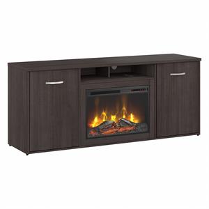 72W Storage Cabinet with Electric Fireplace in Storm Gray - Engineered Wood