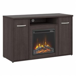 studio c 48w cabinet with electric fireplace in storm gray - engineered wood