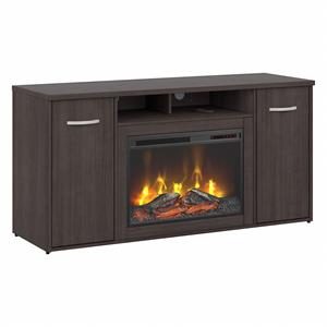 studio c 60w cabinet with electric fireplace in storm gray - engineered wood