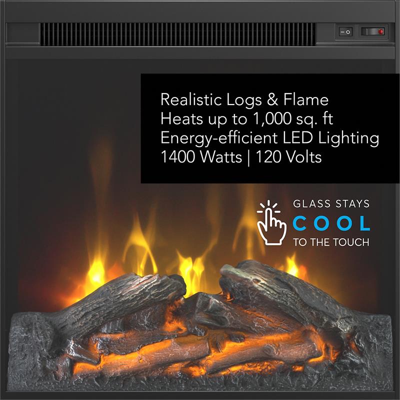 400 Series 24W Electric Fireplace with Shelf in Platinum Gray - Engineered Wood