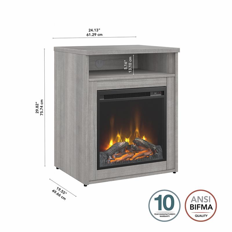 400 Series 24W Electric Fireplace with Shelf in Platinum Gray - Engineered Wood