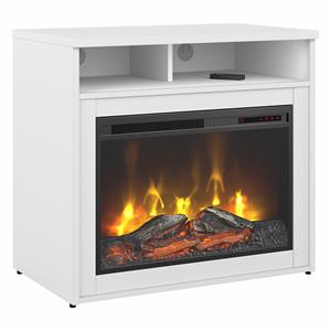 jamestown 32w electric fireplace with shelf in white - engineered wood