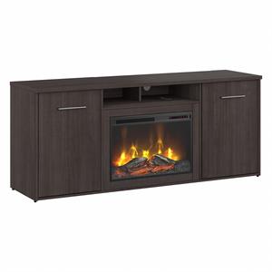 office 500 72w cabinet with electric fireplace in storm gray - engineered wood