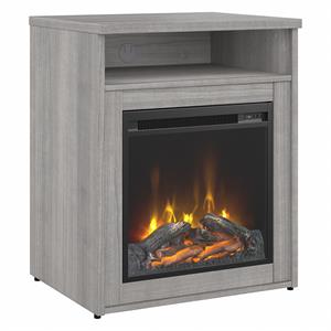 studio c 24w electric fireplace with shelf in platinum gray - engineered wood