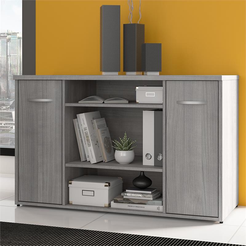 Studio C 48W Office Storage Cabinet w/ Doors in Platinum Gray - Engineered Wood