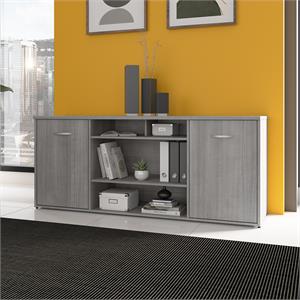 studio c 72w office storage cabinet w/ doors in platinum gray - engineered wood