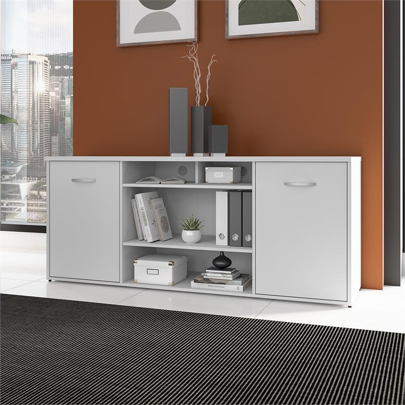Studio C 72W Office Storage with Doors in White Engineered