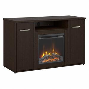 series c 48w cabinet with electric fireplace in mocha cherry - engineered wood